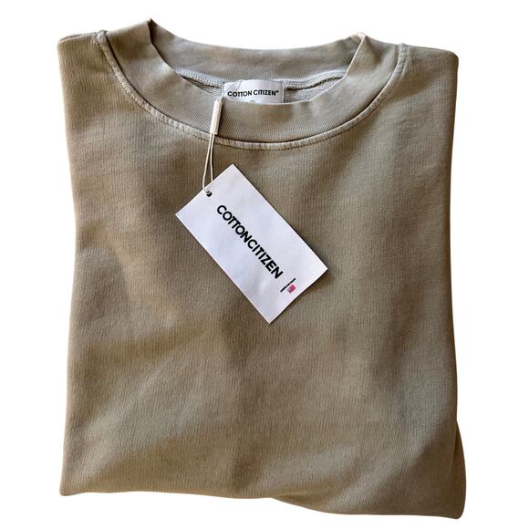 Cotton Citizen Milan French Terry Crewneck –Sand Sz S 100% Cotton Made USA NWT - Picture 11 of 13
